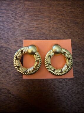 Anne Klein Gold-Tone Braided Circle Clip Earrings